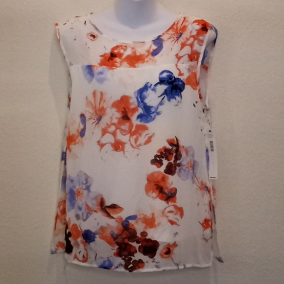 DKNYC Floral Print Sleeveless Chiffon Blouse - Picture 6 of 15